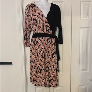 Bob Mackie Asymmetrical Orange and Peach Wrap Dress